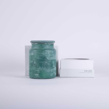 شمعة زجاجية معطرة كتان نقي