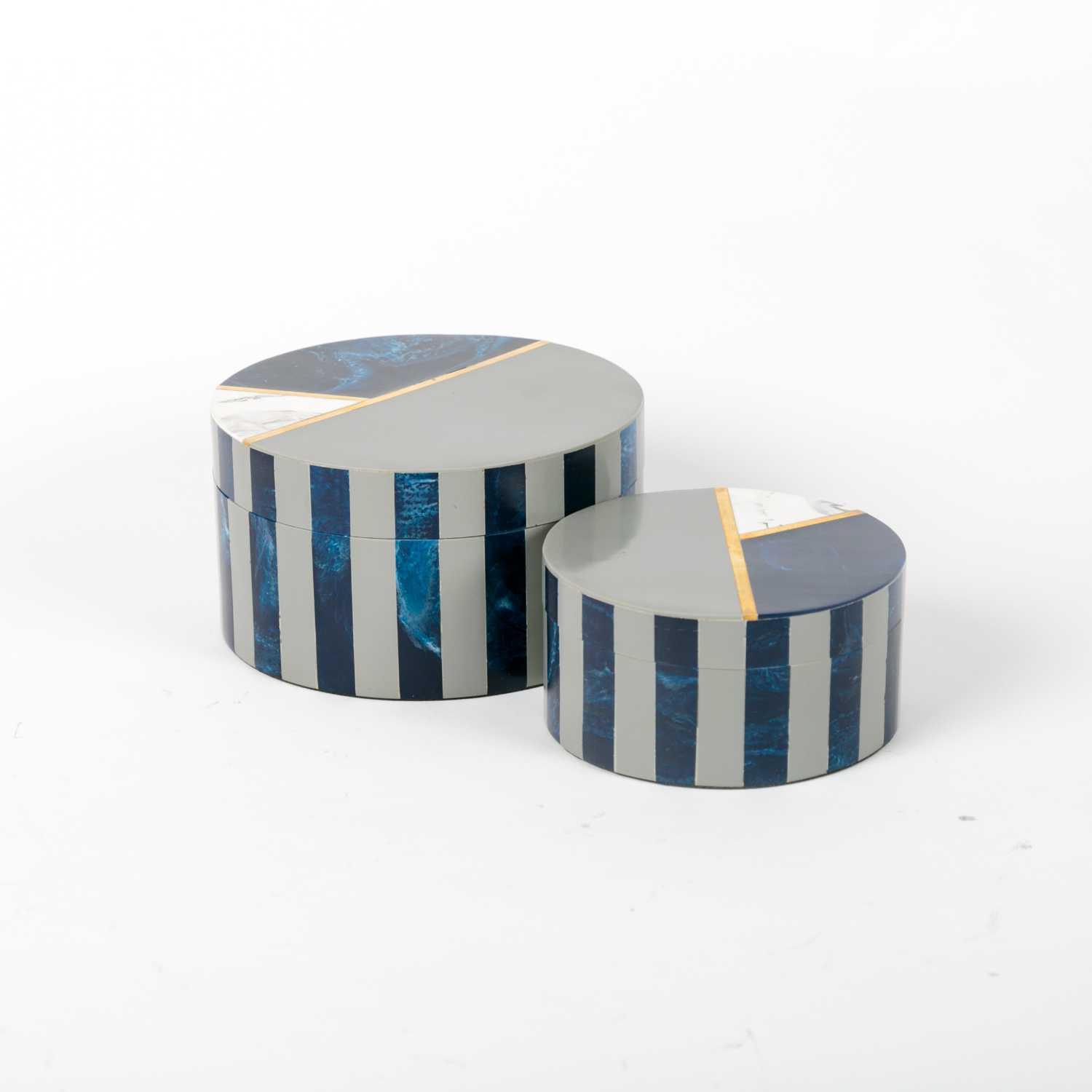 Storage Box Round- Blue & White
