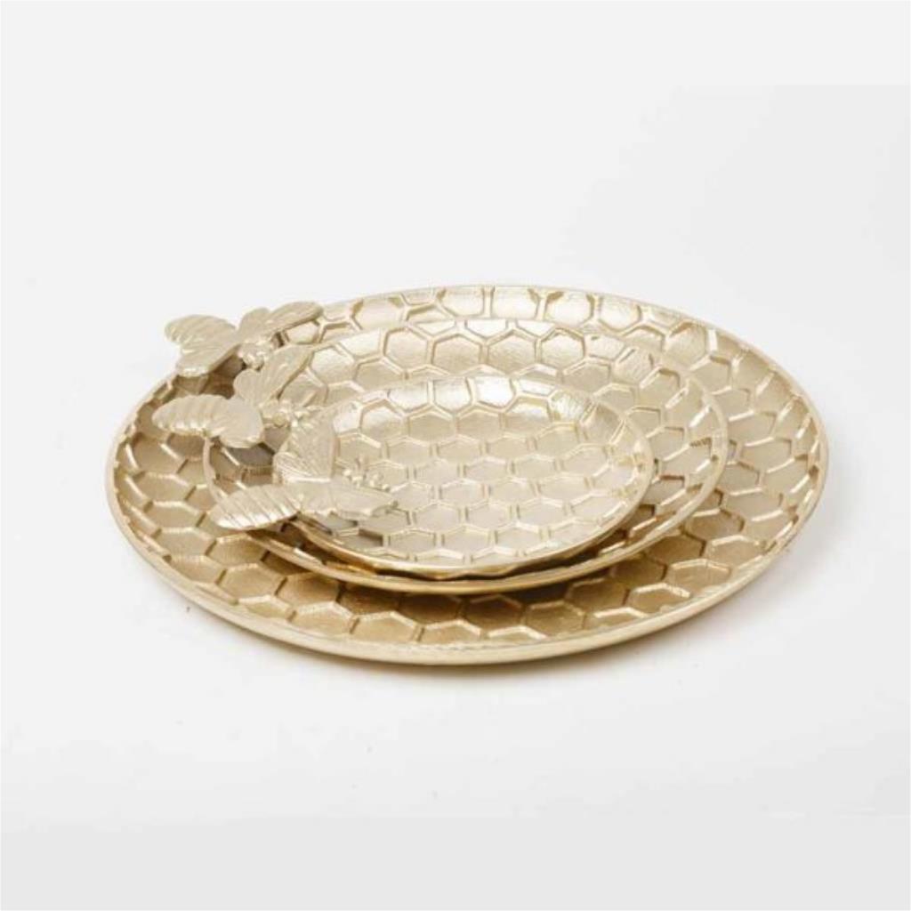 Round serving metal plate from Oro