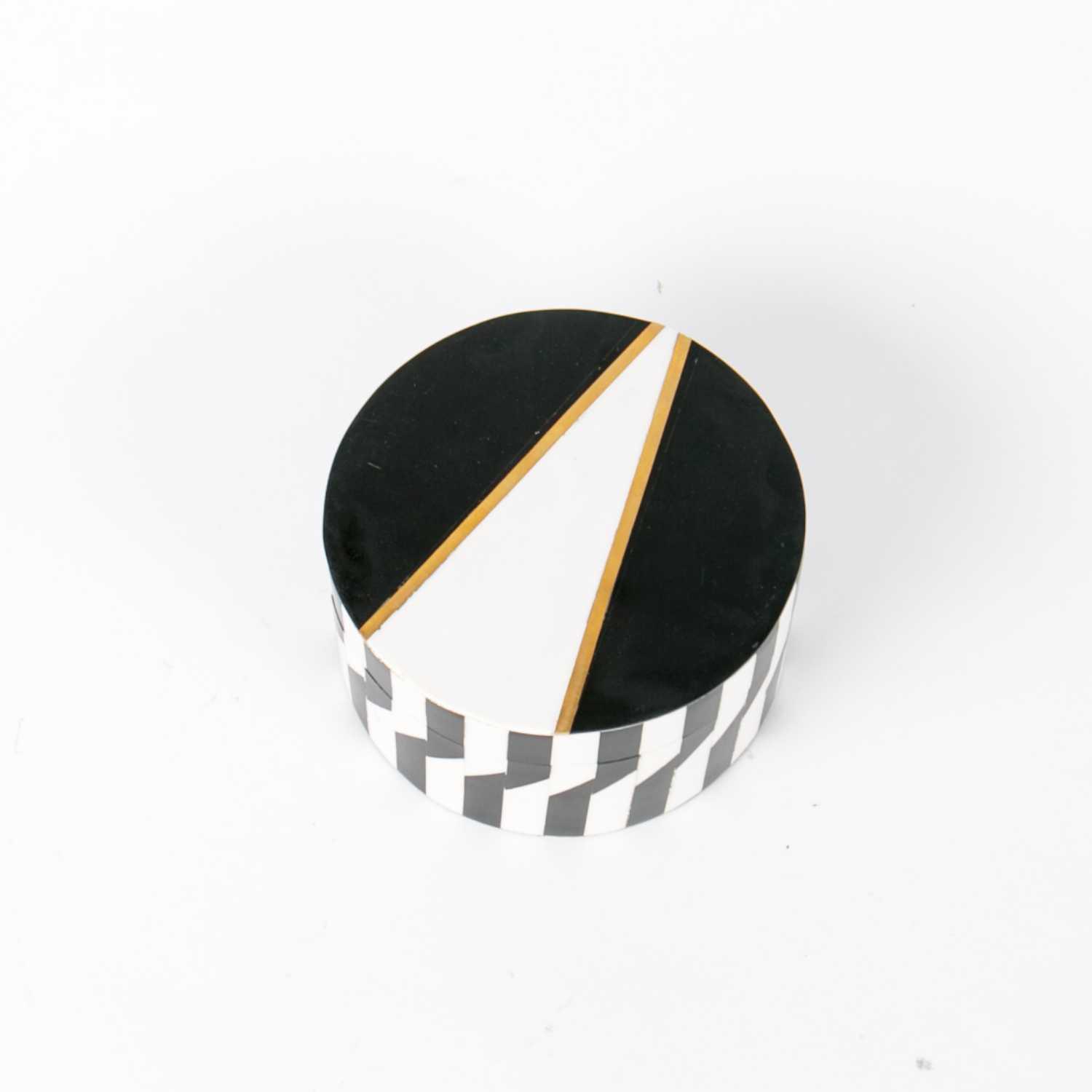 Storage Box Round - White & Black -S
