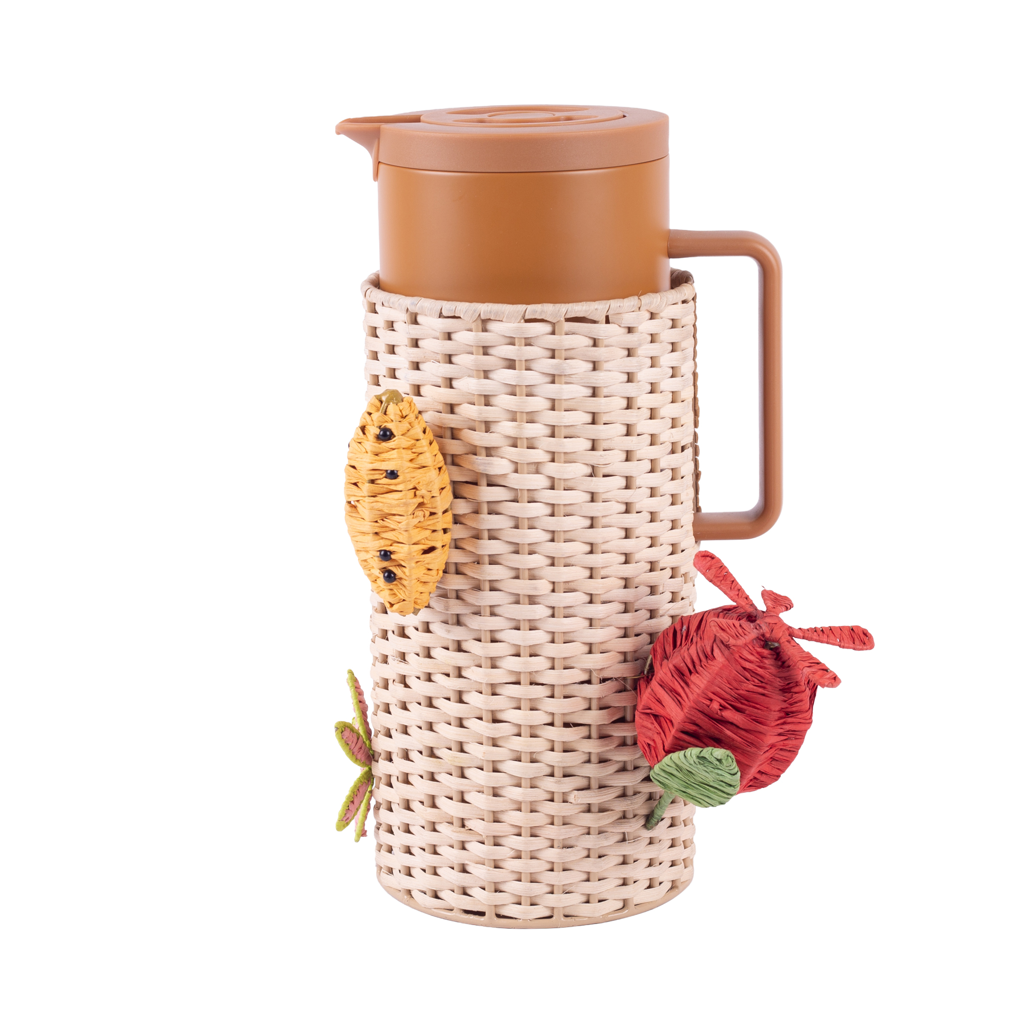 Brown Tea and Coffee Flask 1 Liter with Rattan Holder from Retila