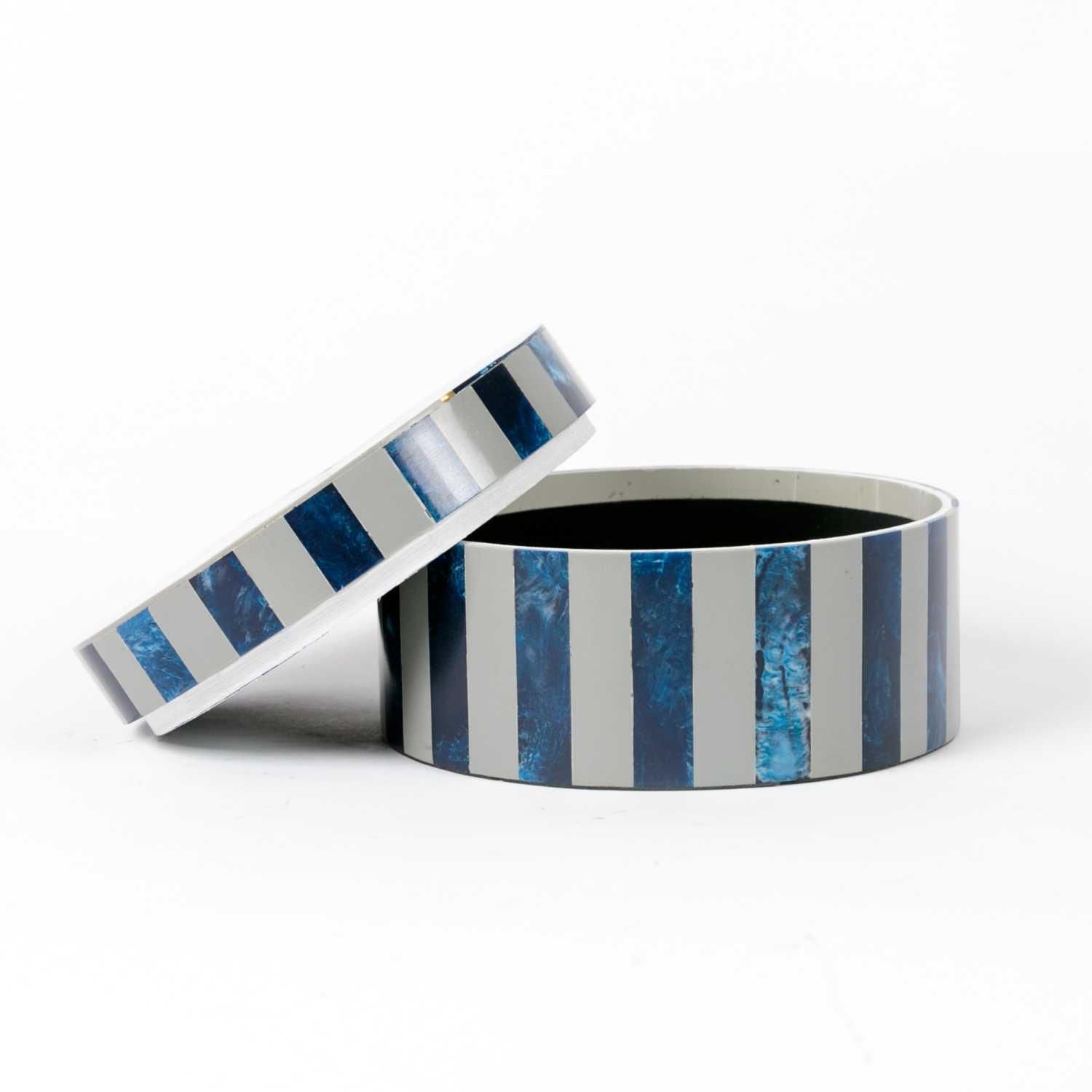 Storage Box Round- Blue & White