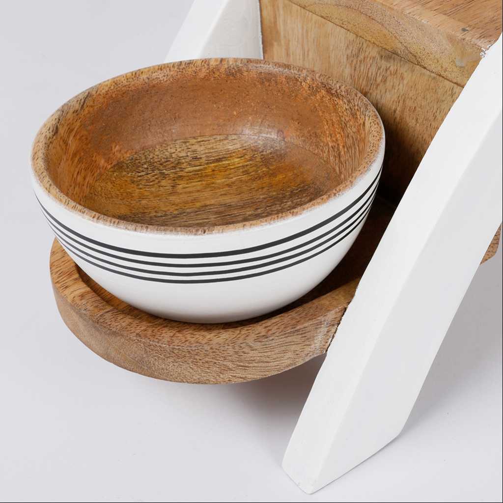Wooden Bowl with Stand Set From Dwell