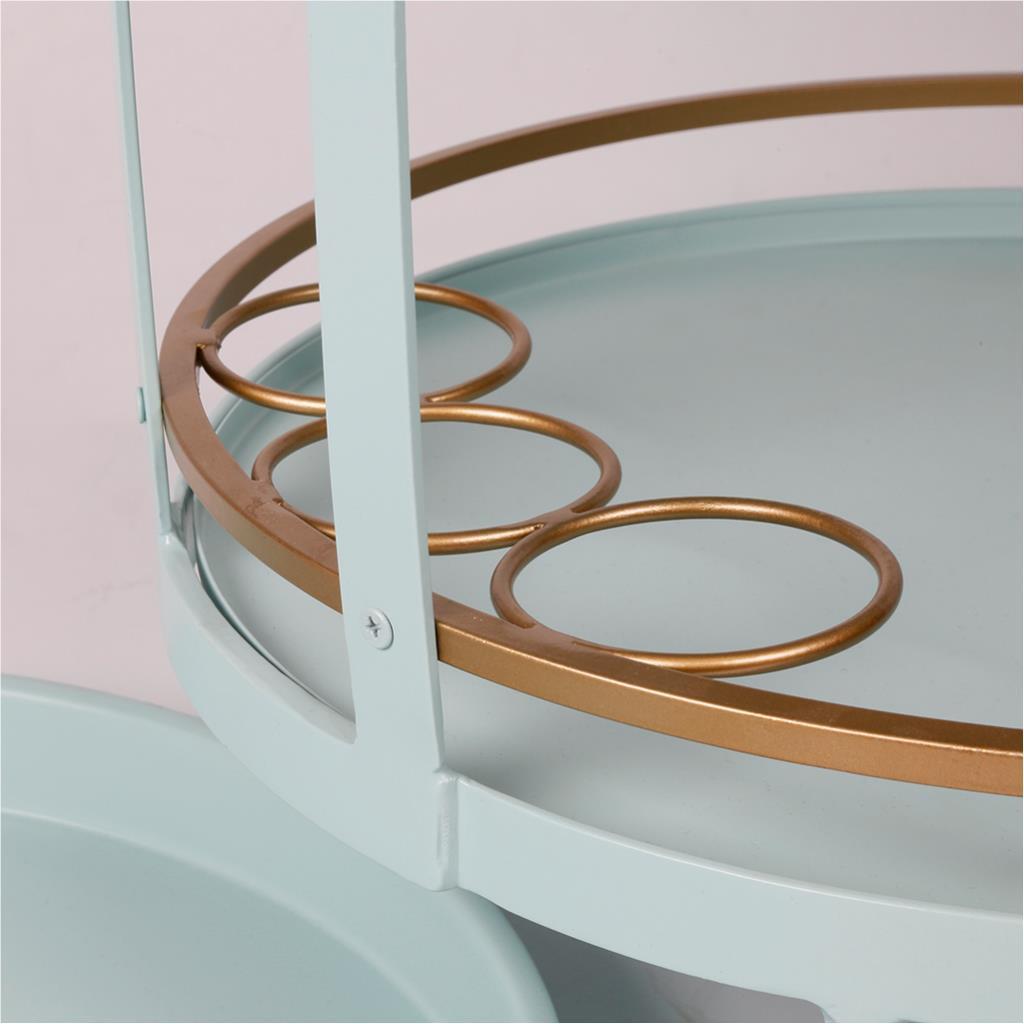Round serving trolley from rattan
