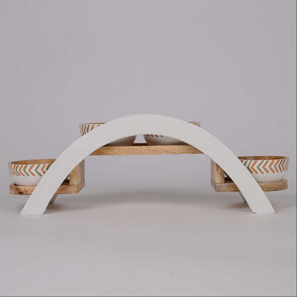 Wooden Bowl with Stand Set From Daia