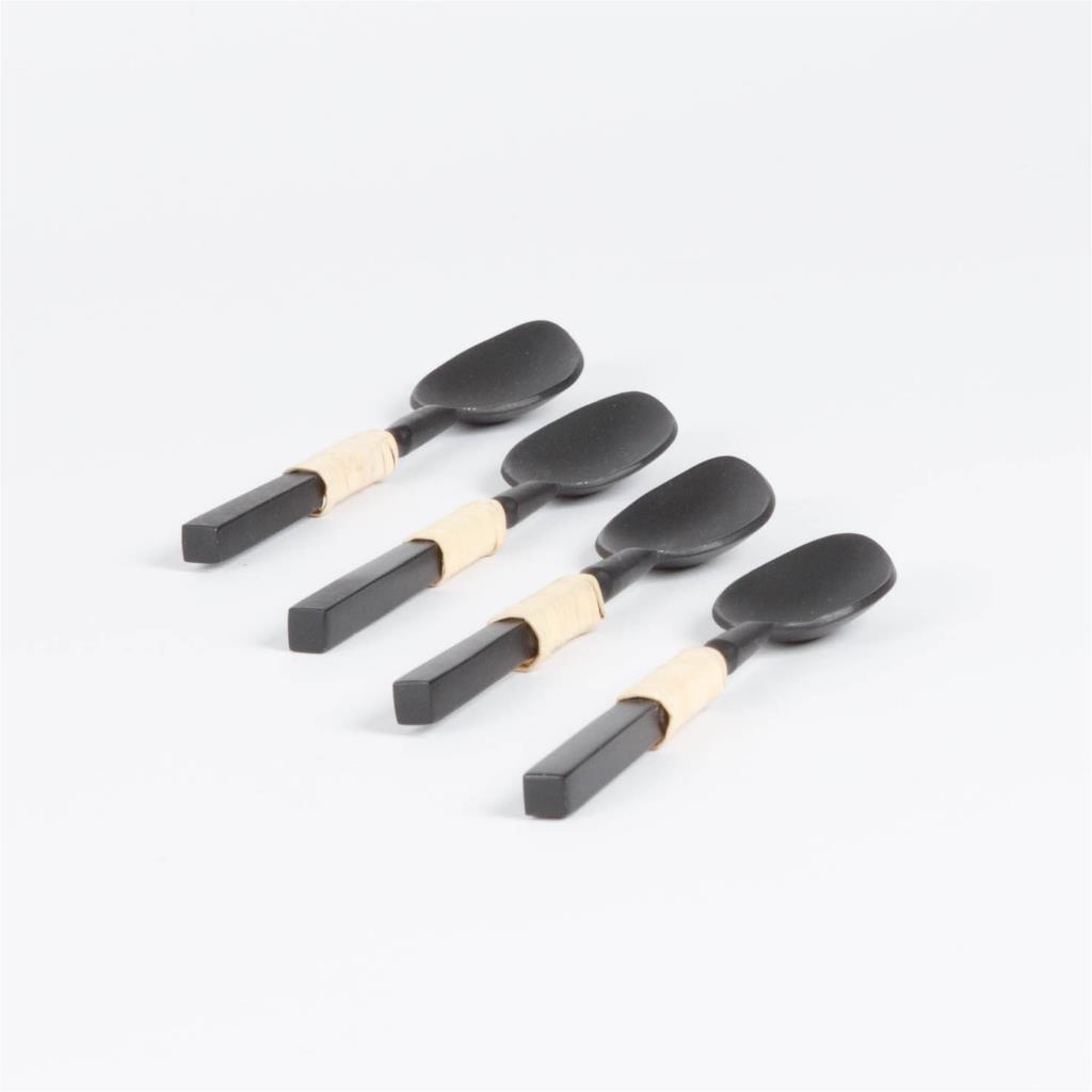 Small spoons black rattan set of 4