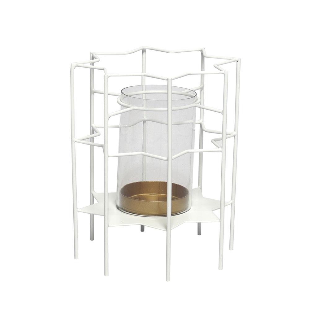 

metal candle holder from rattan, White