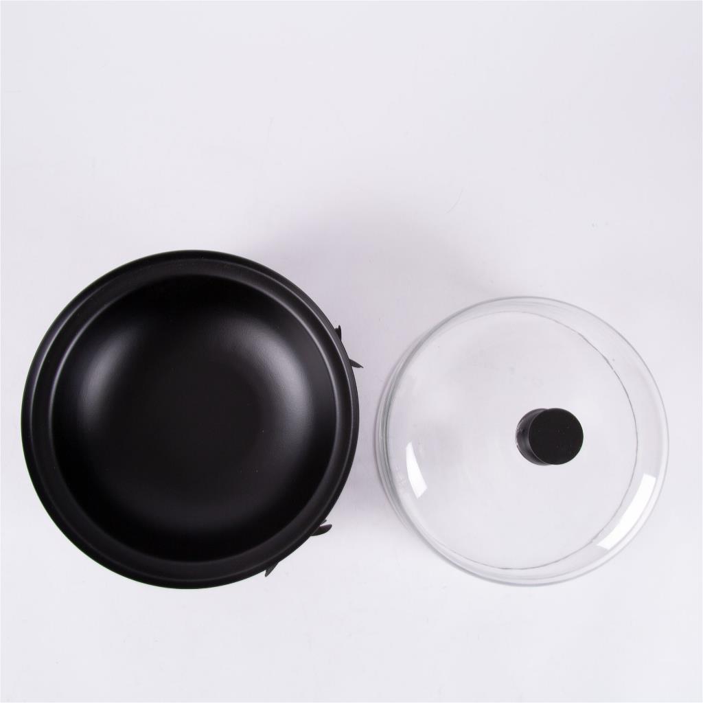 Serving bowl with glass lid butterfly