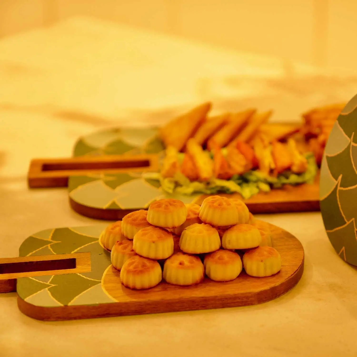 Wooden board for serving and cutting