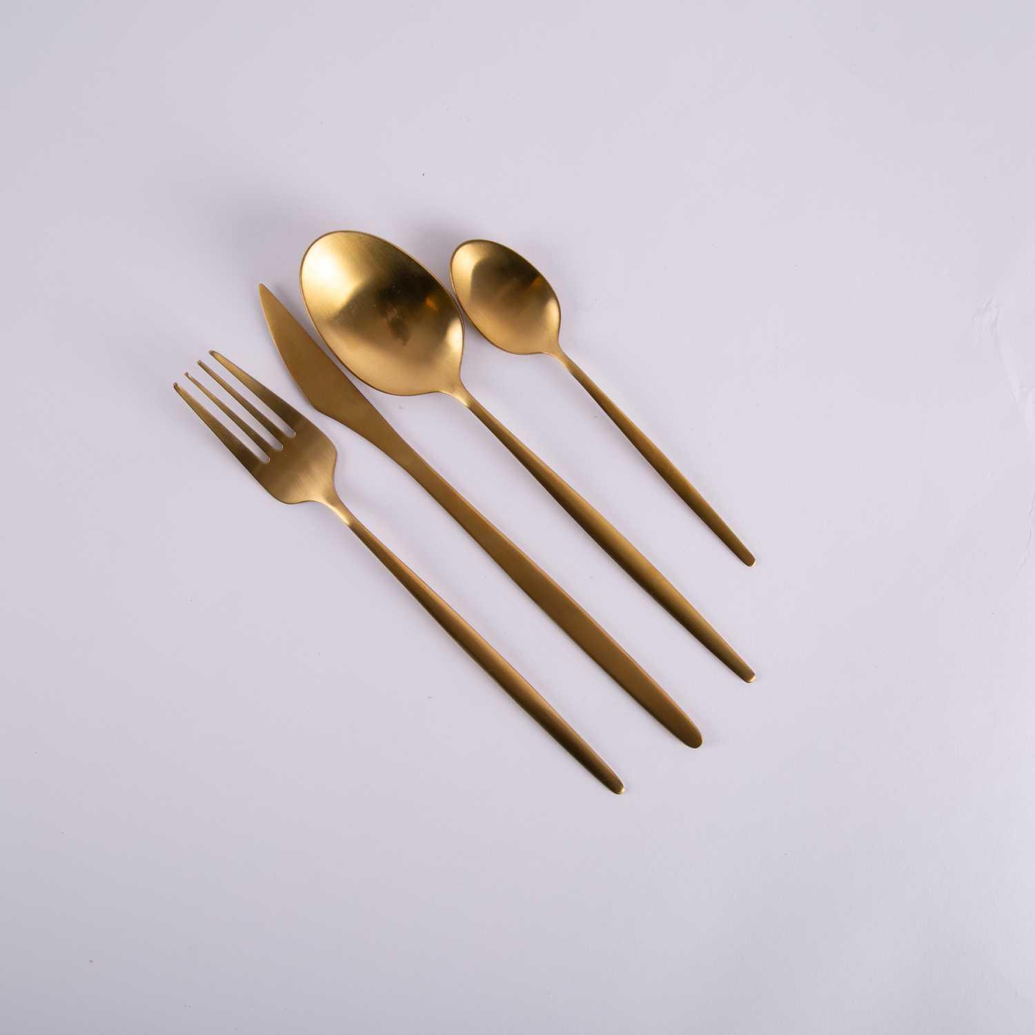 

atheela cutlery set16, Gold