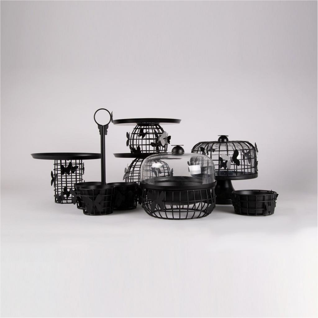 Cake stand with glass lid butterfly