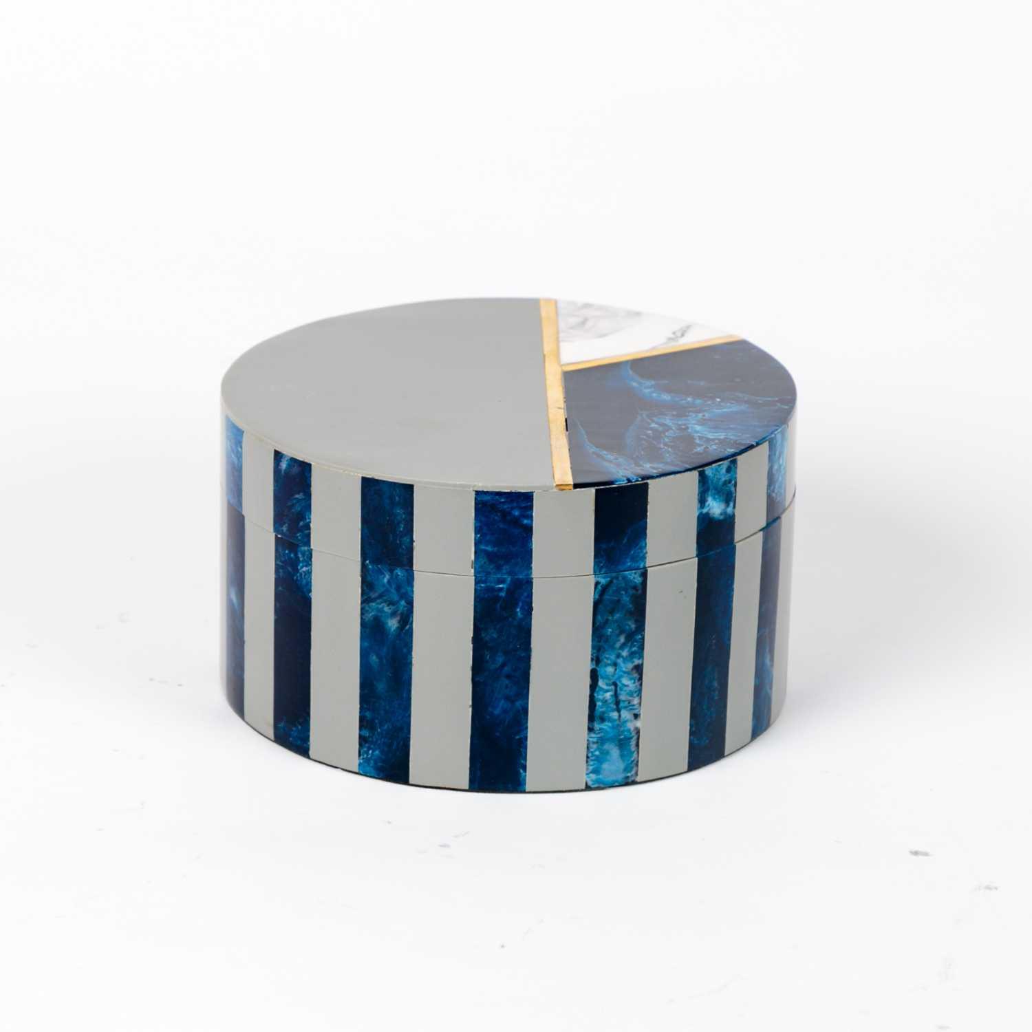 Storage Box Round- Blue & White