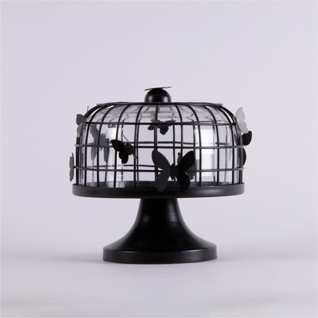 Cake stand with glass lid butterfly