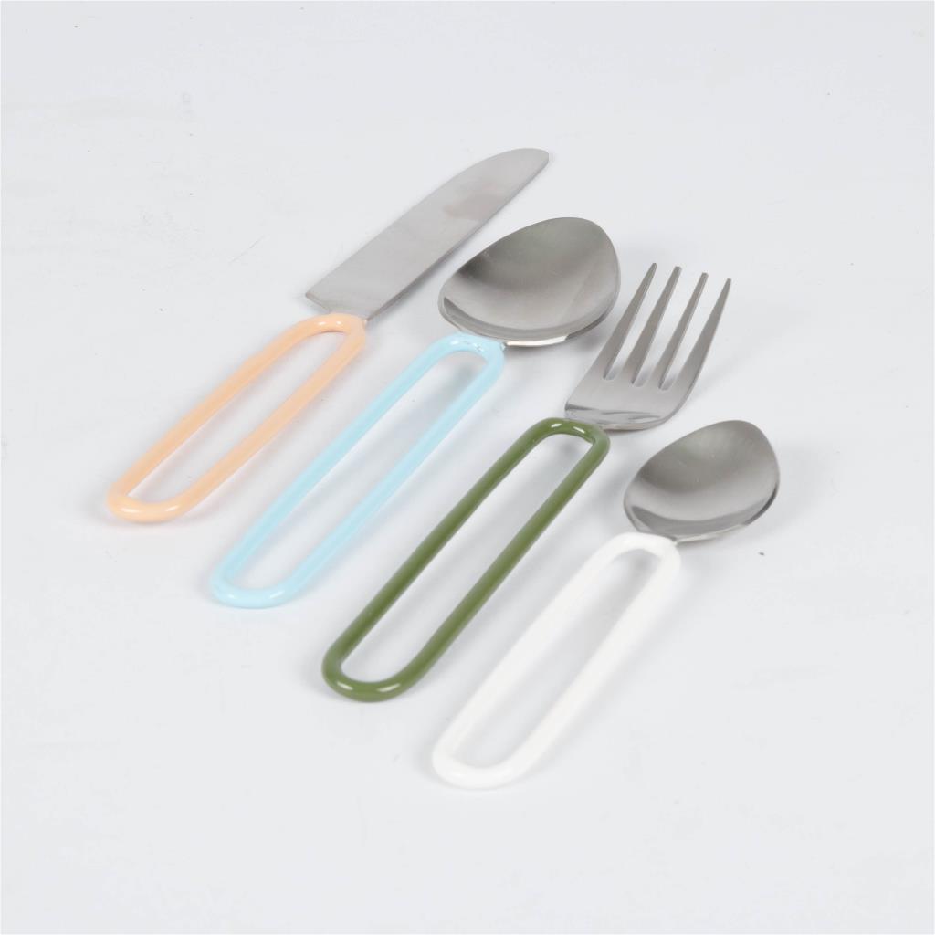 Cutlery set multi color of 4 for one person