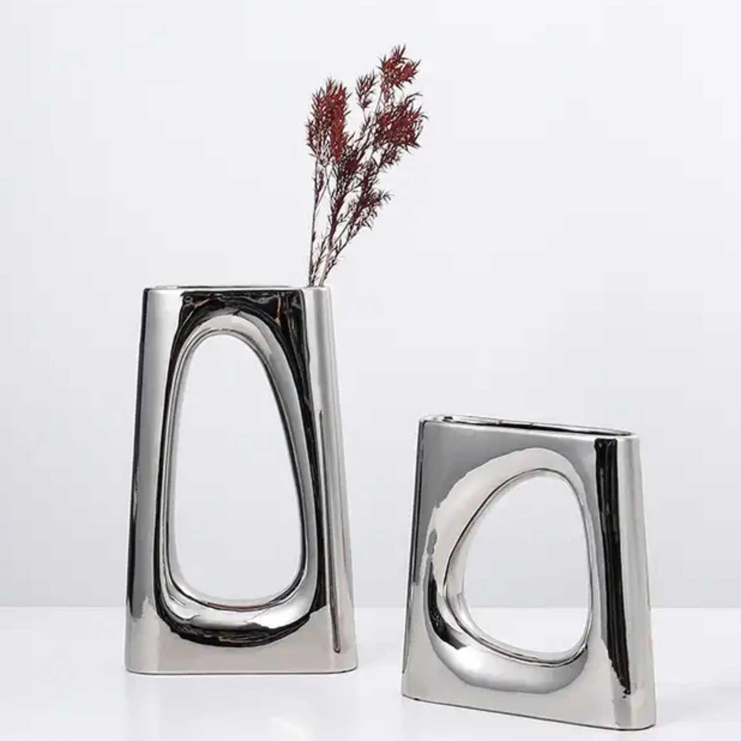 Silver Ceramic Vase