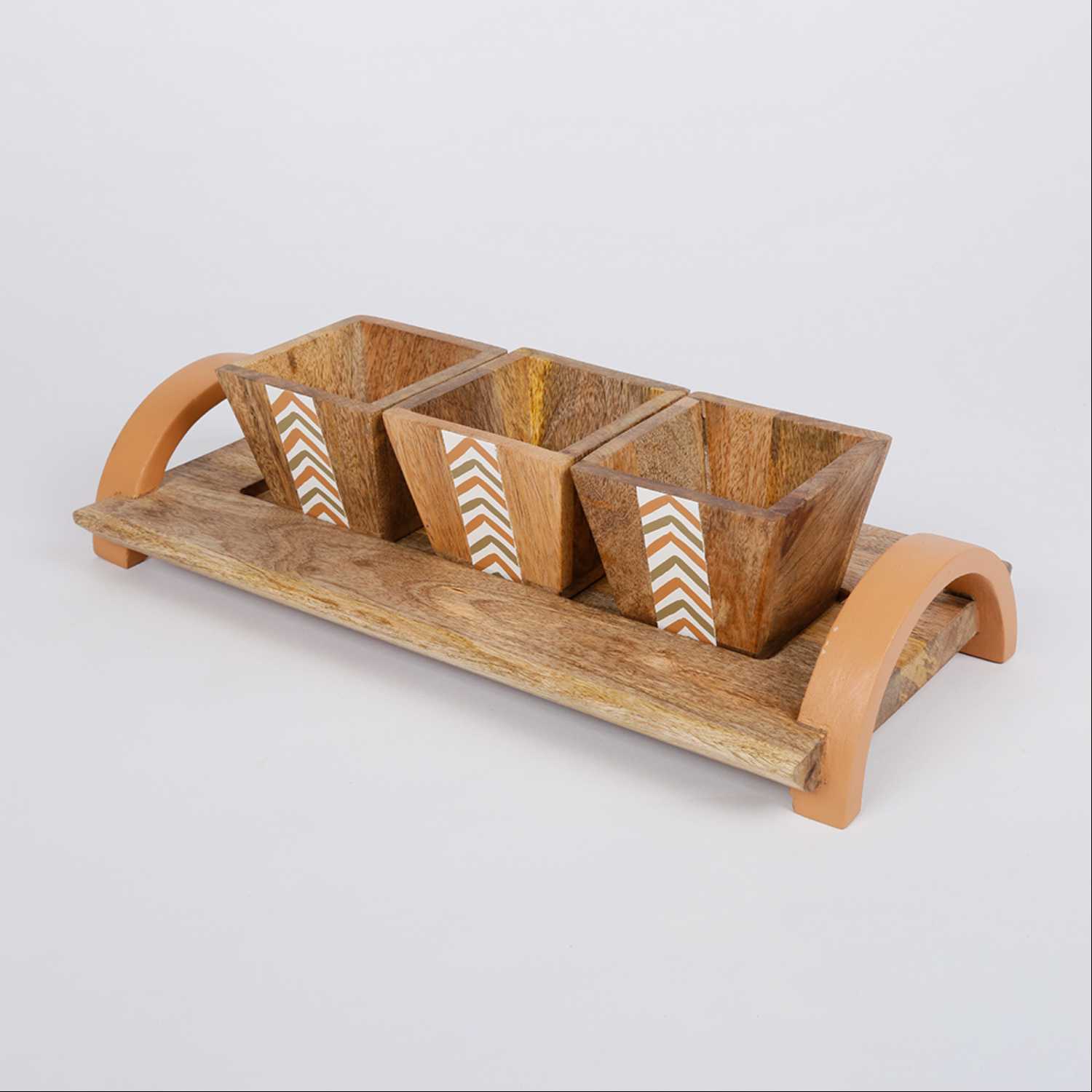 Wooden Tray with Bowl Set From Daia