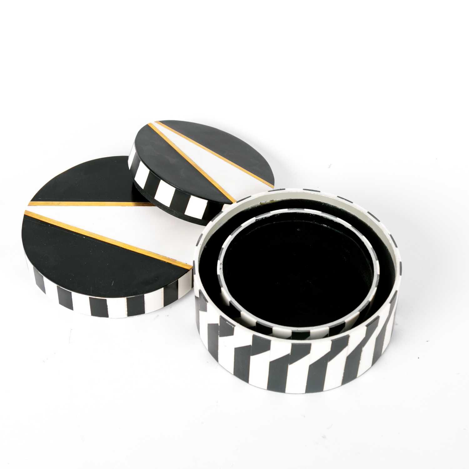 Storage Box Round - White & Black -S