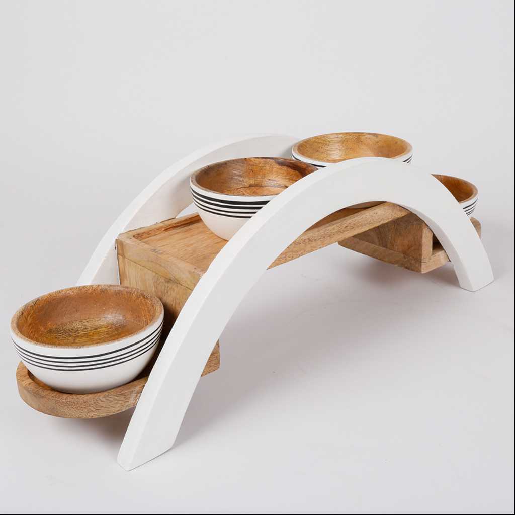 Wooden Bowl with Stand Set From Dwell