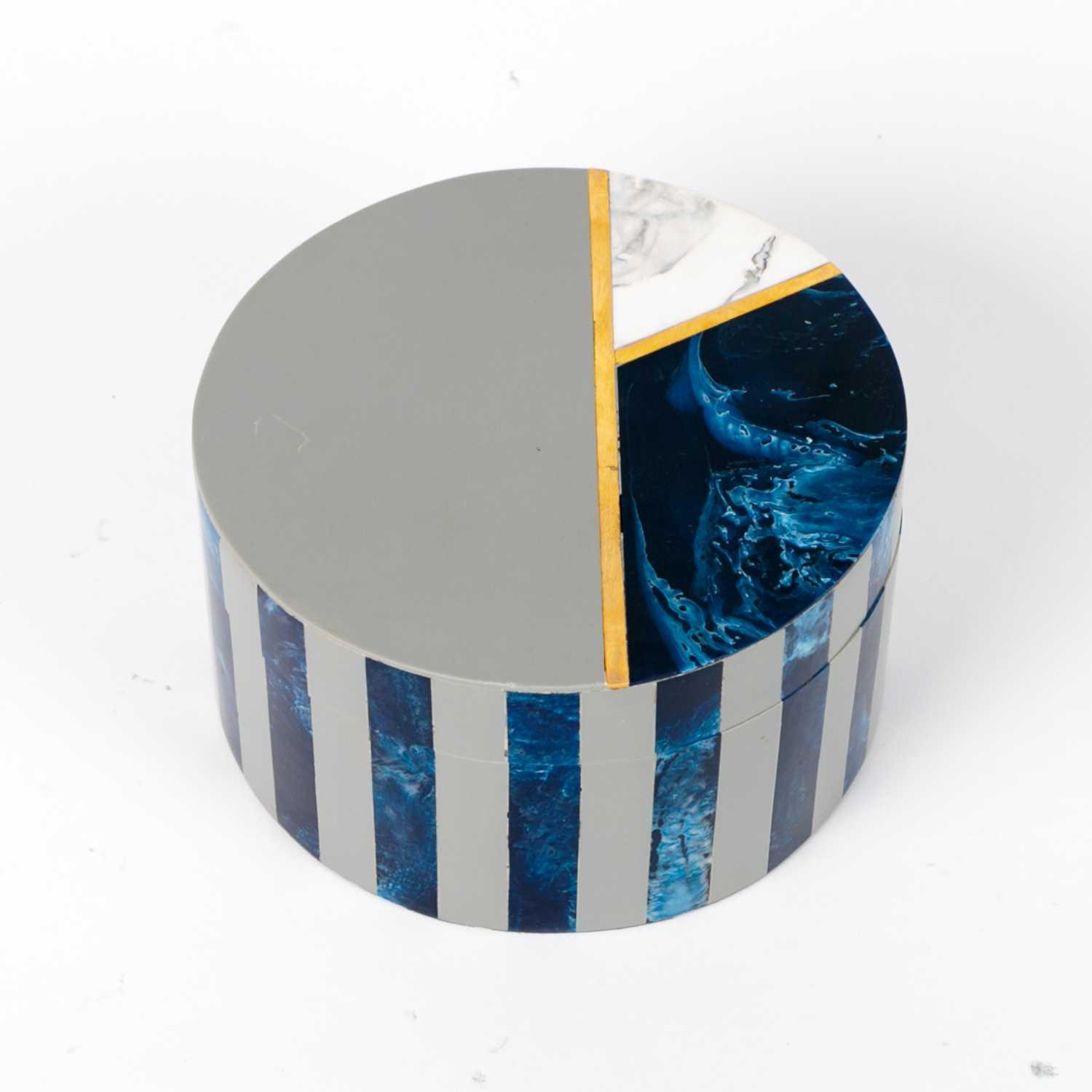 Storage Box Round- Blue & White
