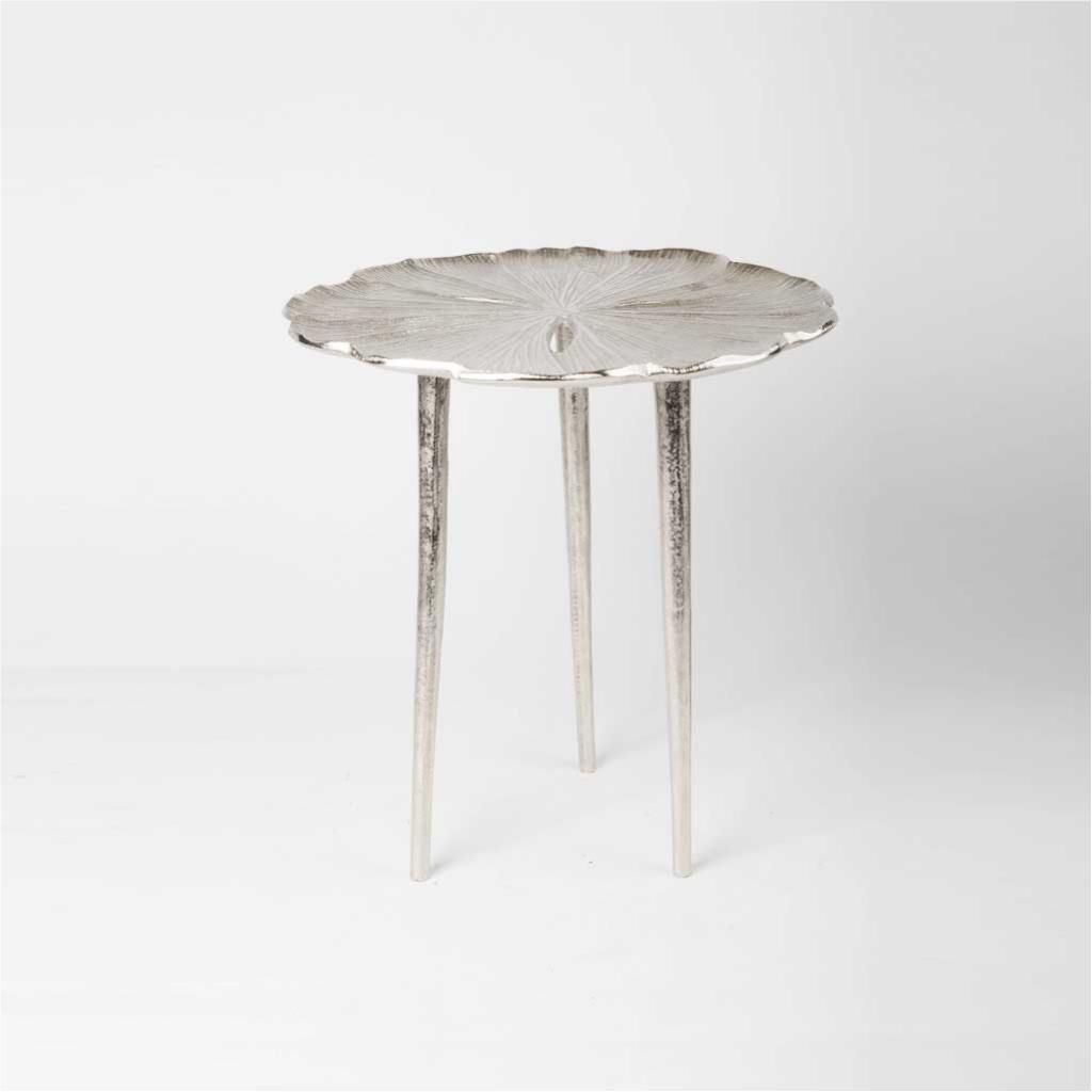 

metal leaf side table from oro, Silver silver