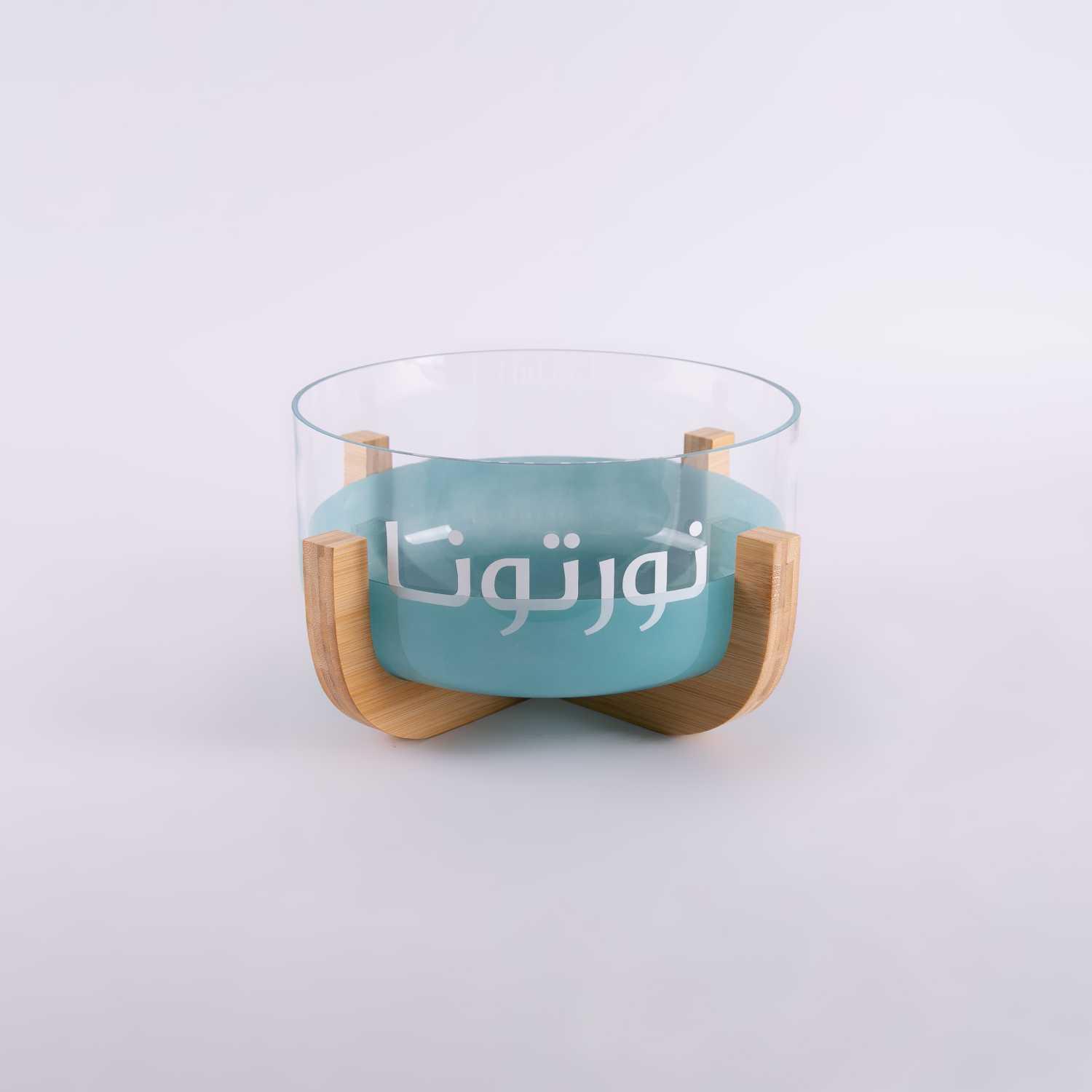 

bowl on wooden stand from zyana, Blue brown