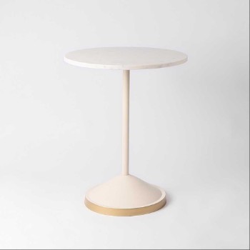 Side table with travertine marble