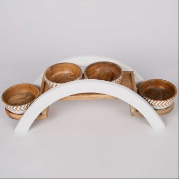 Wooden Bowl with Stand Set From Daia