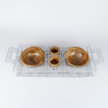 Wire wood serving set of 5 pieces