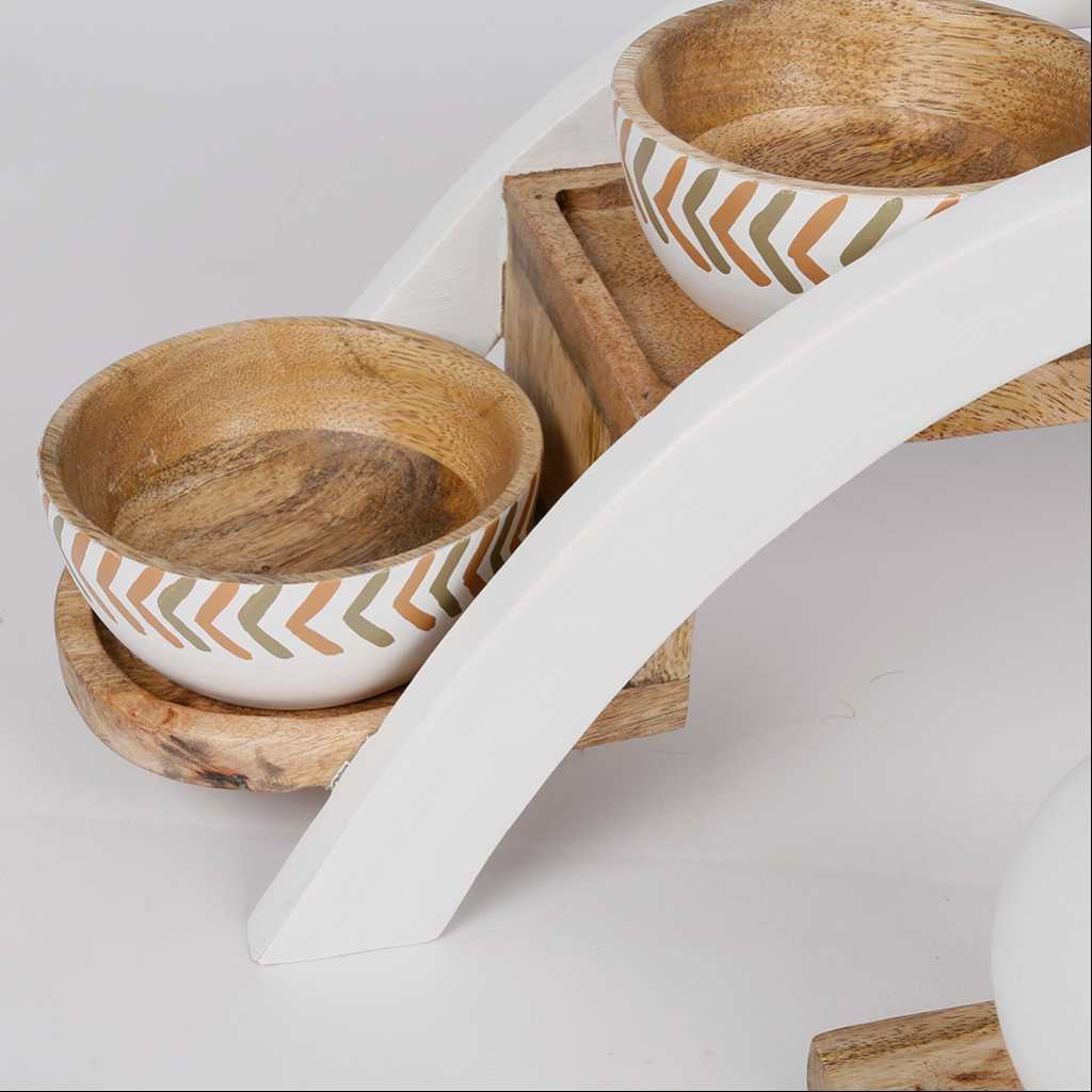 Wooden Bowl with Stand Set From Daia