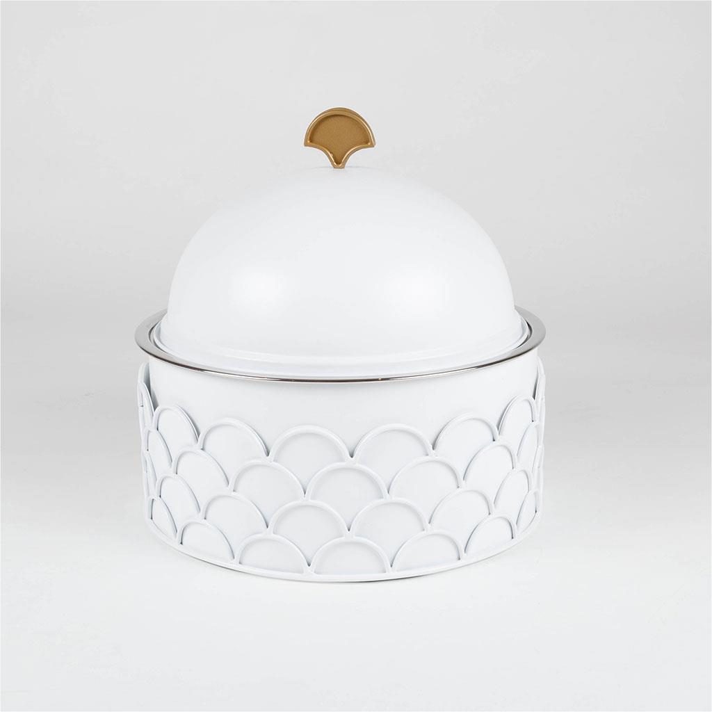 Metal round food warmer from Ogee