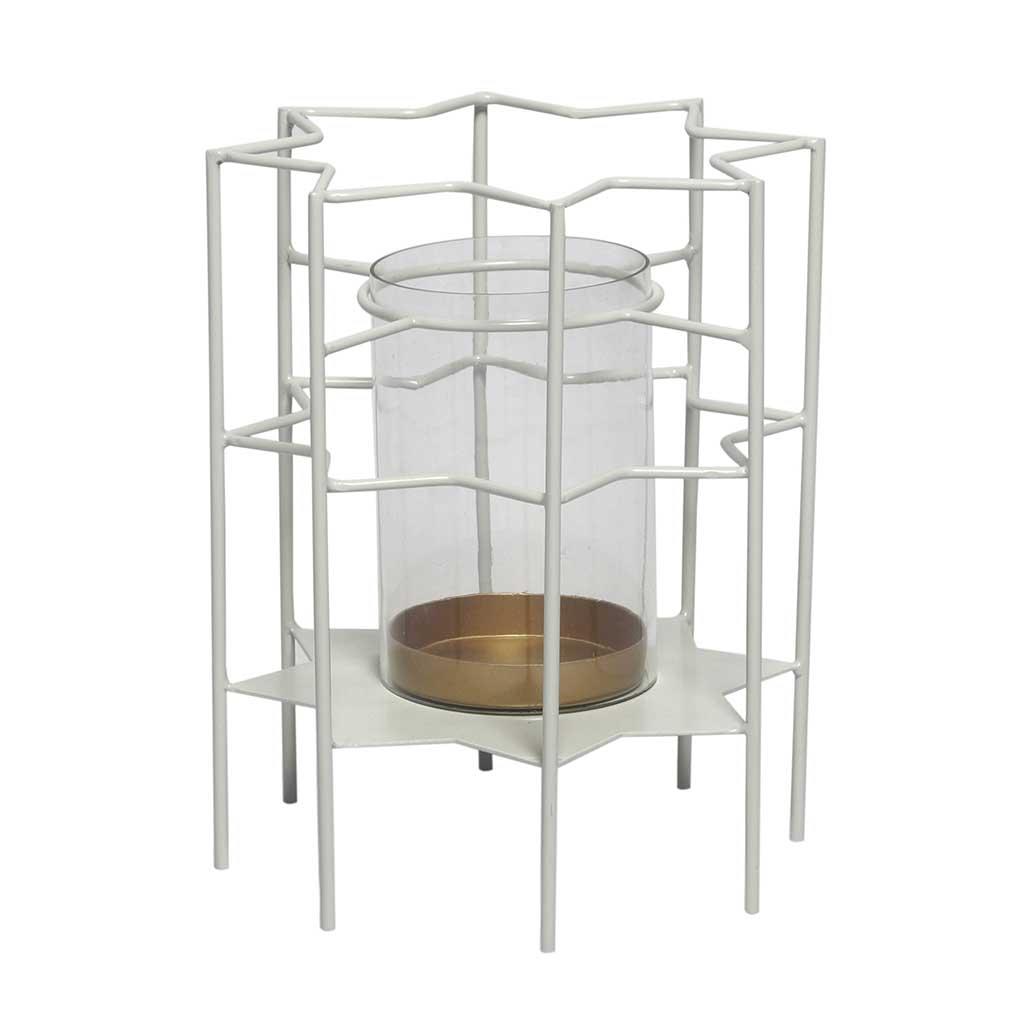 

metal candle holder from rattan, Gray