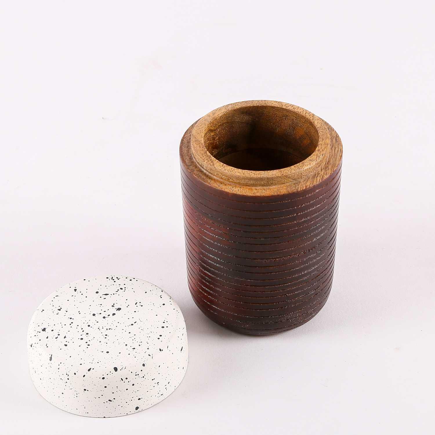 Wooden box with drawings