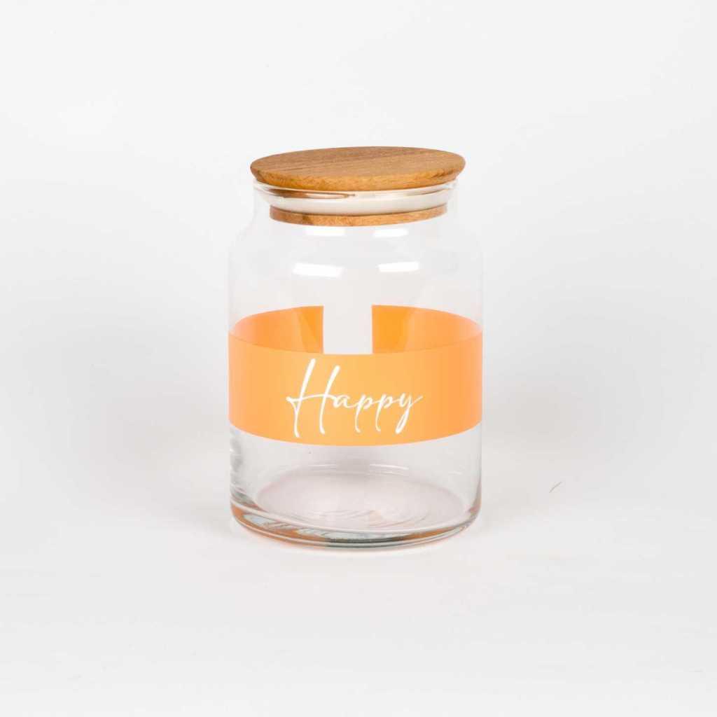 

nirvana jar with wood lid happy orange, Transparent orange