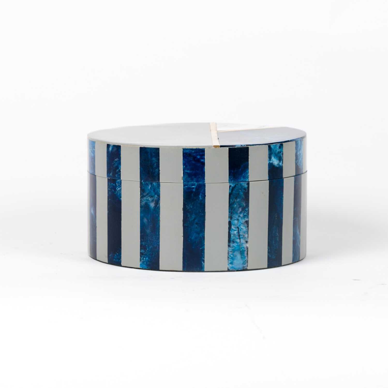 Storage Box Round- Blue & White