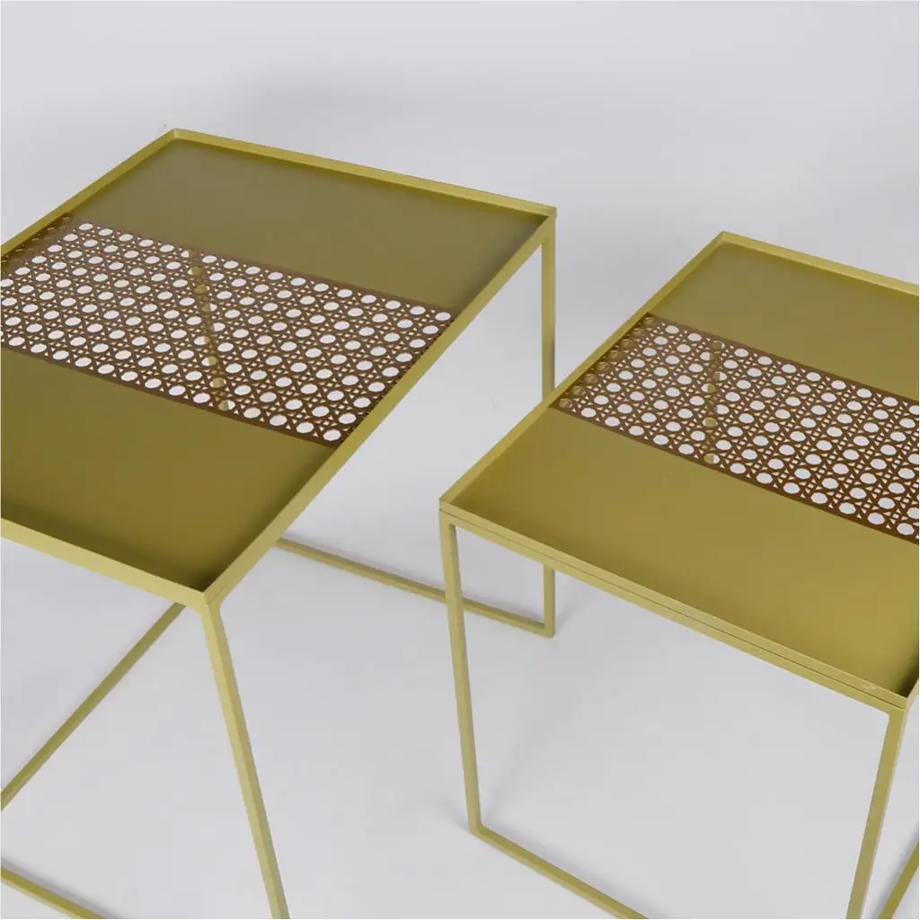 Rectangular side table of two pieces from rattan